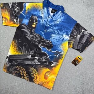 Kids vintage 2005 Batman Begins AOP button‎ up shirt